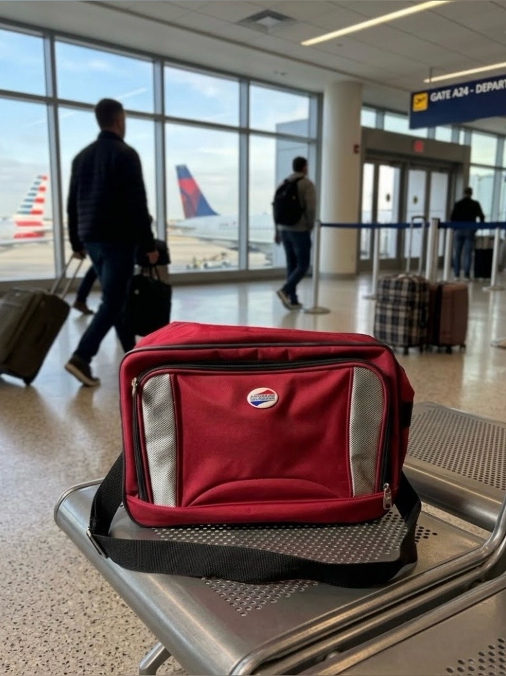 🏡American Tourister NWOT Red Crossbody Shoulder Bag with Front Pocket
